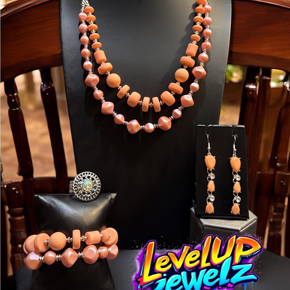 Vibrant Orange and Silver Beaded Necklace